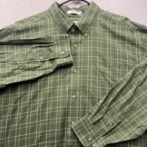 LL Bean Shirt Mens XL Red Green Plaid Button Down Wrinkle Free Traditional Fit